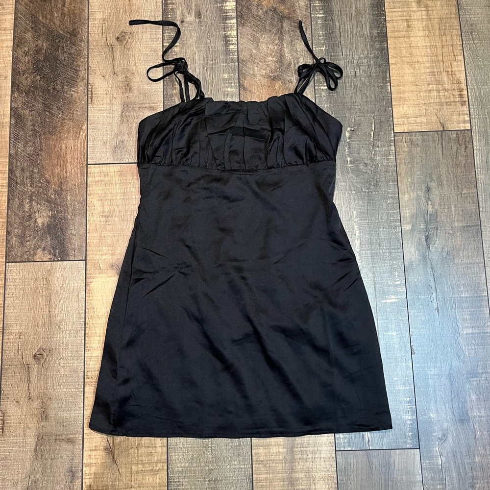 Missguided Black Tie-Strap Mini Dress
